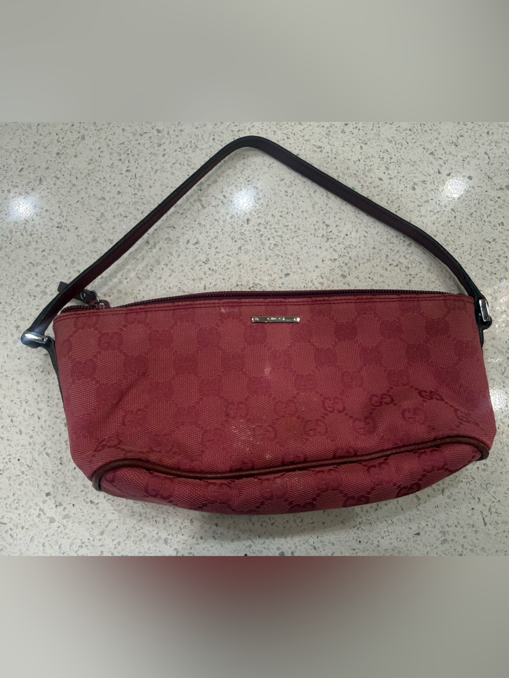 Gucci Burgundy Monogram Canvas Shoulder Bag